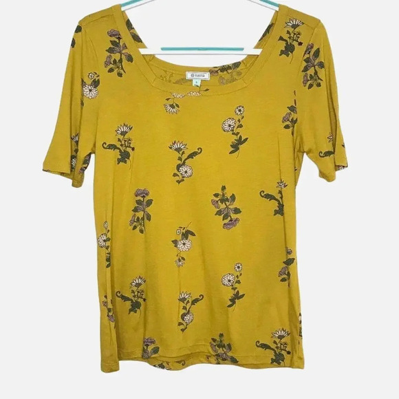 NEW Susina Women's Size Small Square Neck Falling Bouquets Yellow Floral Top - Picture 2 of 5